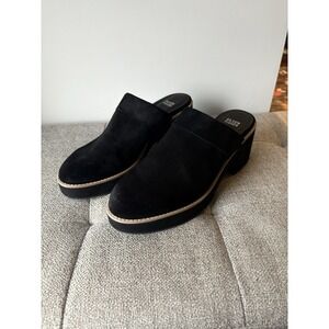 Eileen Fisher Suede Leather  Black Mules Women's wedge‎ slip on Shoes Sz 11M